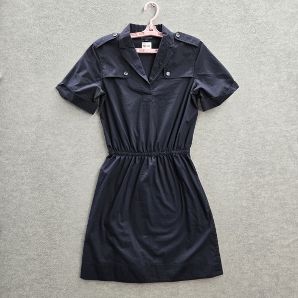 Brooks Brothers Women Dress 4 Blue Mini Shirt‎ Collar Short Sleeve Elastic Waist